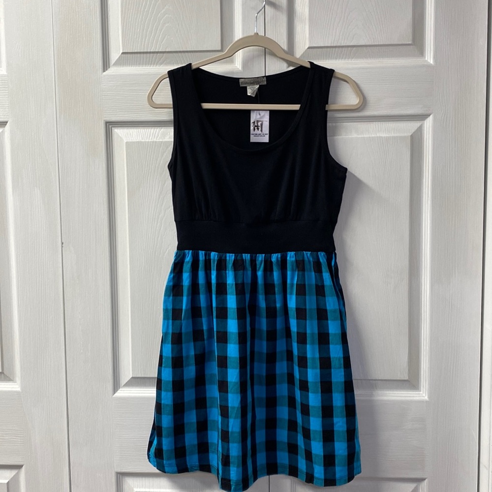 NWT Fishbowl Blue Buffalo Plaid Checkered Dress size Large NEW